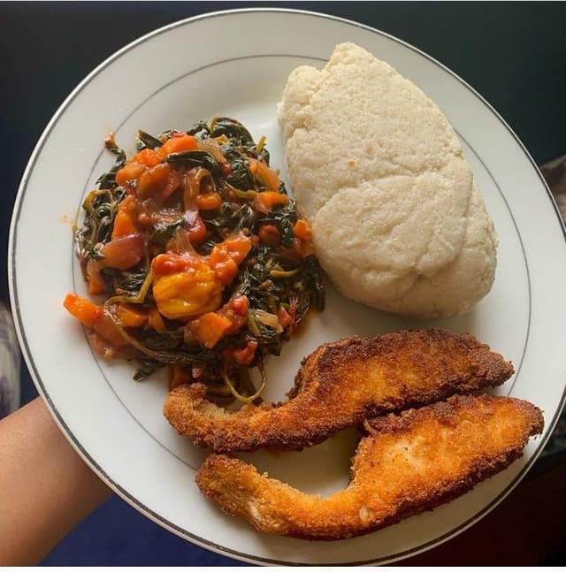 ugali samaki with salad